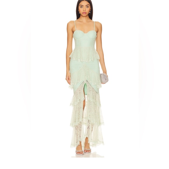 Majorelle Zelda Fitz Gown in Light Green Majorelle Zelda Fitz Gown in Light Green